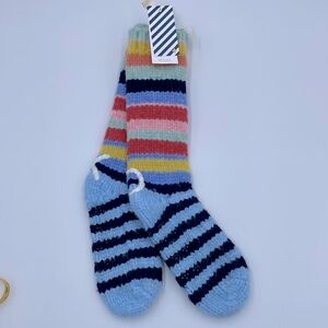 MERSEA Sailor Love Knit XO Slipper Socks rainbow stripped blue pink green yellow